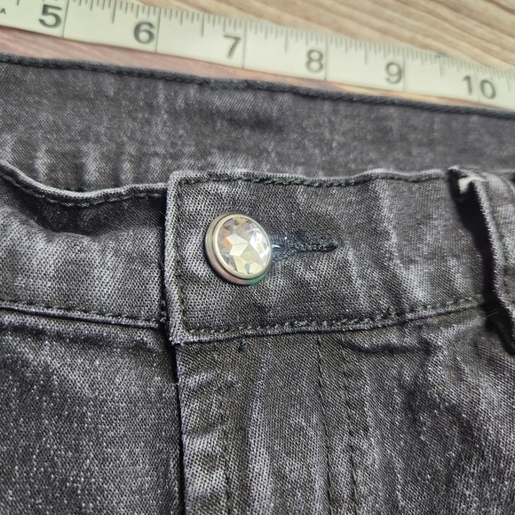 Vintage Diane Gilman Black High Rise Rhinestone Flag Jeans - Picture 5 of 11